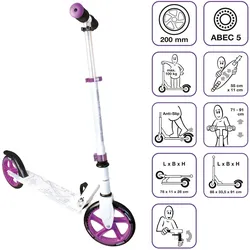 muuwmi Aluminium Scooter 200 mm weiß-lila malvenfarben|purpur No Size