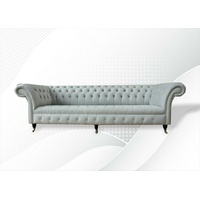 JVmoebel Chesterfield-Sofa Luxus Viersitzer Chesterfield Hellblau Moderne Möbel Neu, Made in Europe blau