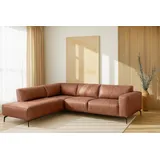 PLACES OF STYLE Ecksofa Lorcan, Breite 275 cm, weiches Sitzgefühl, Massivholz- oder Metallfüße, Lederoptik, Struktur, Chenille, Boucle braun