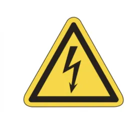 Warnschild als Symbol Warnung vor gefährlicher elektrischer Spannung nach ISO 7010