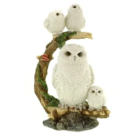 Joh. Vogler GmbH Vogler 839-2667 Schneeeulenweibchen mit 3 Jungen auf AST 32 cm Uhu Eule Tierfigur bunt