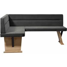 Home Affaire Eckbank HOME AFFAIRE "Laros", grau (anthrazit, dekor eiche ontario), B:182cm H:87,5cm T:141cm, Massivholz, Spanplatte, Sitzbänke, Eckbank, Bezug in verschiedenen Qualitäten und Farben
