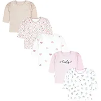 TupTam Baby Mädchen Langarmshirt Gestreift 5er Set, Farbe: Blätter