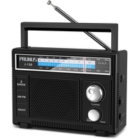 PRUNUS J-136 AM FM UKW Radio Klein, Tragbares Radio Batteriebetrieben oder AC-Strom, Kofferradio mit AUX/Mikrofonanschluss; Einfaches Radio für Senioren.