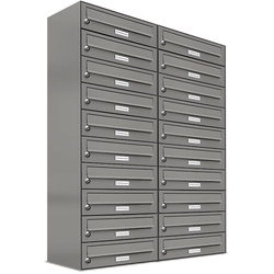AL Briefkastensysteme Wandbriefkasten 20er Premium Briefkasten Aluminiumgrau RAL 9007 für Außen Wand 2×10 grau
