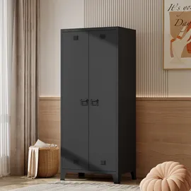 [en.casa] Kleiderschrank Hankasalmi 90 x 180 x 40 cm Schwarz