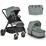 Cangaroo Kombikinderwagen Macan 2 in 1 Babywanne Sportsitz Tasche PolyurethanRäder Gurt grün - Grün