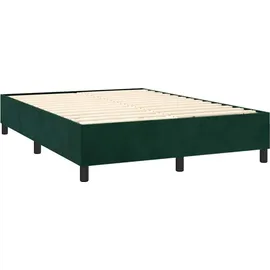 vidaXL Boxspringbett mit Matratze & LED Dunkelgrün 140x200 cm Samt