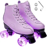 ERNAN Damen Klassische Retro Rollschuhe,Disco Roller,Classic Roller | Rollschuhe für Kinder und Erwachsene, komfortabl LED Rollerskates für Jugendliche und Anfänger.Mädchen. (Purple, 37)