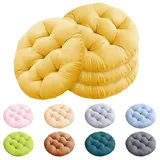 Umllpet Sitzkissen Rund 40cm, 4 Stück Bequemes Stuhlkissen, rutschfest Waschbare Sitzpolster, Bodenkissen Rund, Bequemes Sitzkissen für Esszimmer Wohnzimmer Studierzimmer Indoor & Outdoor(Gelb)