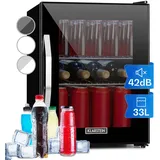 Minibar Weinkühler Getränkekühlschrank Glas 33L LED leise freistehend schwarz