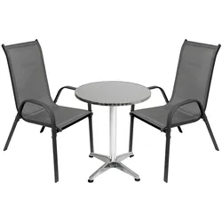 Mojawo 3-tlg. Bistro Garnitur Balkonset Garnitur Tisch + 2 Stapelstühle Ø60cm