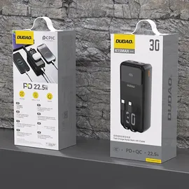 DUDAO Powerbank 30000mah Usb-a Usb-c K15Max Pd 22,5w mit Usb-c Iphone Lightning-kabeln – Weiß