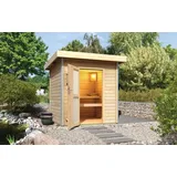 Karibu Gartensauna Pultdach Saunahaus Torge-9 kW Ofen inkl. Steuergerät-Milchglas-Saunatür (blickdicht) inkl. 8-teiligem gratis Zubehörpaket (Gesamtwert 191,92€)