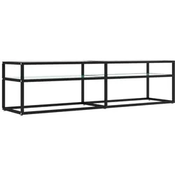 vidaXL TV-Schrank Weiß Marmor-Optik 160x40x40,5 cm Hartglas