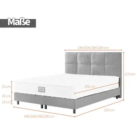V6 Boxspringbett Modell 213 mit Taschenfederkernmatratze-25cm - Schwarz
