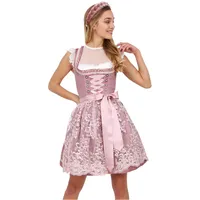 Krüger Dirndl Smilla 49595 50er Länge Rose | MADL-Dirndl in rosa mit Spitzenschürze | Spitze mit Pailletten | 50cm Rocklänge kurz (40) - 40