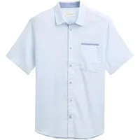 Tom Tailor Herren Regular Fit Kurzarmhemd aus Baumwolle, blau,