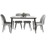 JVmoebel Esstisch Schwarz-Weißer Esstisch Designer Ausziehbare Tischplatte Esszimmer (Esstisch), Made in Europa weiß
