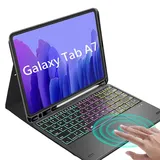 QYiiD Tastatur Hülle mit Touchpad für Galaxy Tab A7 10.4" 2020 Model (SM-T500/T505/T507), Beleuchtete Kabellose Tastatur mit Trackpad, Deutscher QWERTZ Tastatur Hülle mit Touchpad für Tab A7, Schwarz