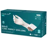 Medi-Inn PRO Clinic-Perfect Semi Long Nitril-Einmalhandschuhe puderfrei weiß M 150 Stück)