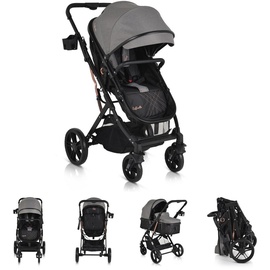 Moni Kombikinderwagen Rafaello 2 in 1, umbaubar, Sportsitz, Fußabdeckung, Tasche grau