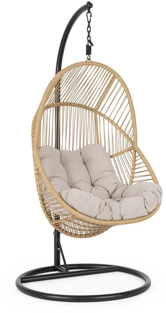 Hängesessel Martinicia aus Metall, modernes Design, Natur, gepolstert, Outdoor geeignet