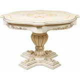 Casa Padrino Luxus Barock Esstisch Weiß / Braun Ø 120 cm - Barock Esszimmer Möbel