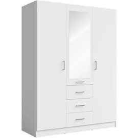Home Affaire Wäscheschrank KOS Garderobe mit 3 Schubladen, Kleiderstange, 4 Einlegeböden, Spiegel 150,5 x 200,5 x 58 cm Weiß