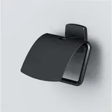 Toilettenpapierhalter mit Deckel, Mattschwarzer Papierhalter, Ohne Bohren, Geeignet für Badezimmer und Waschküche, Edelstahl