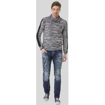 Cipo & Baxx "Pullover", Herren, Gr. M, schwarz (schwarz, grau), 50% Baumwolle, 50% Polyacryl, meliert, regular fit, Pullover, mit Schalkragen