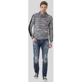 Cipo & Baxx "Pullover", Herren, Gr. M, schwarz (schwarz, grau), 50% Baumwolle, 50% Polyacryl, meliert, regular fit, Pullover, mit Schalkragen