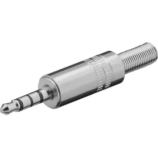goobay 4- polig Klinkenstecker, stereo, Metallgehäuse, 3.5 mm, Silber, M