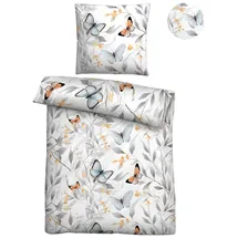 biberna Tencel Schmetterling Weiß 155 x 220 cm + 80 x 80 cm