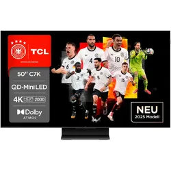 TCL QLED Mini LED-Fernseher "50Q7CX1", F (A-G), schwarz, 50, Fernseher, 4K HDR, AIPQ-Pro Prozessor, Smart TV, Apple TV, Dolby Atmos, HVA Panel