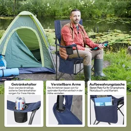 HOMECALL Campingstuhl Übergroßer Klappstuhl Blau