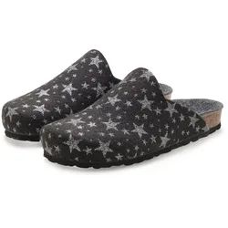 Hausschuh, aus Filz mit wärmenden Korkfußbett & Sternenprint, Pantoffel, Clog, Gr. 37, schwarz, , 66194122-37