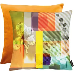 Dekokissen APELT "Enja" Gr. 1, orange (orange, ornamente), B:46cm L:46cm, Polyester, Dekokissen_Sitzkissen_Kissenhüllen, Wendekissenhülle ohne Füllung, 1 Stück