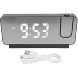 Wakects Projektionswecker, Digitale 180°-Projektoruhr, HD-LED-Wecker, Schlafzimmeruhr, Nachttischuhr, Projektionsuhr für Zuhause (Black)