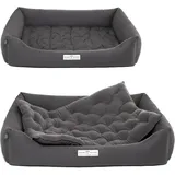 HOUND & NATURE | Öko Hundebett Zürich | Orthopädisch/Fest | Gr. XXL für Sehr Große Hunde - Kuscheliges, Flauschiges Hundebett Waschbar mit Wende - Liegekissen (XXL - 125x95 cm, Grau)