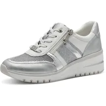 Marco Tozzi Damen Sneaker flach mit Reißverschluss Chunky-Sohle, Weiß (White Comb), 41