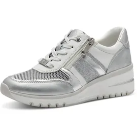 Marco Tozzi Damen Sneaker flach mit Reißverschluss Chunky-Sohle, Weiß (White Comb), 41