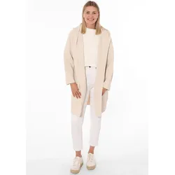 Strickjacke ZWILLINGSHERZ, Damen, beige, Strick, Obermaterial: 60% Polyacryl, 20% Polyester, 15% Wolle, 5% Alpaka, unifarben, modisch, bequem ca. Mitte Oberschenkel, V-Ausschnitt, Langarm, Strickjacken, Langarm, bequem, Taschen, One Size, ohne Verschluss, Kapuze