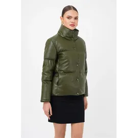 Freshlions Steppjacke "Olena", Damen, Gr. XL, grün, 100% Polyester, kariert, unifarben, lang, Jacken Steppjacke, im klassischen Design