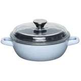 RIESS Emaille Schmorpfanne mit Glasdeckel Ø 20 cm, hoch hellblau / Sky Blue