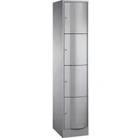 C+P Schließfachschrank Resisto, 4 Fächer, H1950xB396xT540mm Weißaluminium