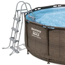 BESTWAY Steel Pro Max Frame Pool Set 366 x 100 cm rattanoptik inkl. Filterpumpe + Poolleiter
