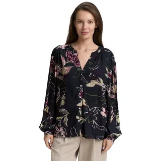 TOM TAILOR Langarmbluse mit All-Over Print blau XS (34)