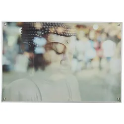 Garten Poster BUDDHA - Dekobild - 60 x 90cm - 4 Edelstahlringe - für Außen
