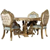 JVmoebel Esstisch Goldener Barock Esstisch rund aus Holz in Braun, Made in Europa goldfarben